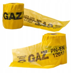 Taśma ostrzegawcza GAZ 20 cm z wkładką metalową 100 mb folia znacznikowa