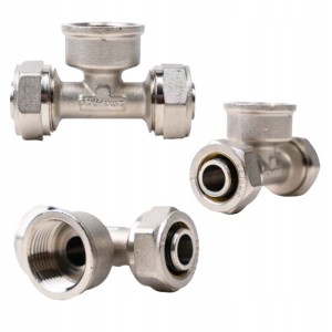 Trójnik Skręcany PEX 16x1/2''x16 GW Alupex CWU CO ZŁĄCZE Rur Skrętny Mocny