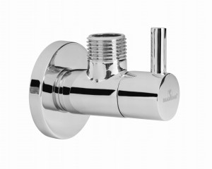 Zawór zaporowy kątowy ceramiczny chrom 1/2 x 1/2 z rozetą