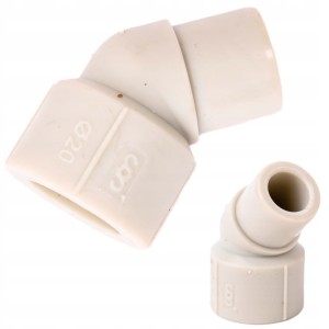 Kolano Kolanko Zgrzewane 16mm PP-R Nyplowe 45° Złączka Łącznik Rur CO CWU