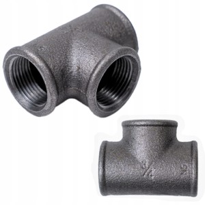 Trójnik żeliwny 6/4 czarny równoprzelotowy 6/4 cala żeliwno DN40 stalowy