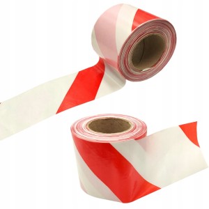 Taśma biało czerwona ostrzegawcza 75MM znacznikowa 100MB BHP 75mm/100mb