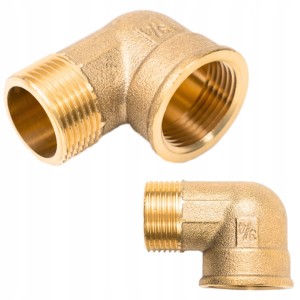 Kolanko Kolano Mosiężne 1/2'' cala DN15 GW/GZ WZ Nyplowe MOCNY MOSIĄDZ ŁUK