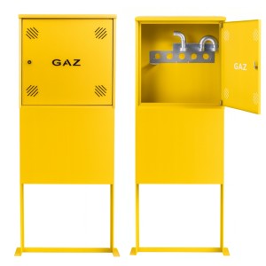Szafka PUNKT GAZOWY aluminium 600x600x250 mm na 1 gazomierz ŻÓŁTA z PODSTAWĄ