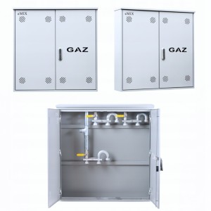 Szafka PUNKT GAZOWY 1000x1000x250 mm na 3 gazomierze SZARA z wyposażeniem
