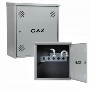 Szafka PUNKT GAZOWY aluminium 600x600x250 mm na 1 gazomierz SZARA z wyposażeniem