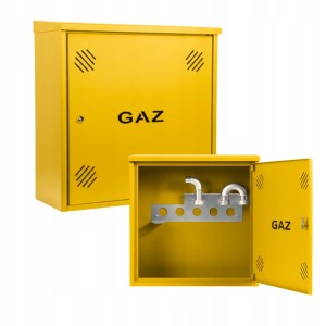 Szafka PUNKT GAZOWY aluminium 600x600x250 mm na 1 gazomierz ŻÓŁTA z wyposażeniem