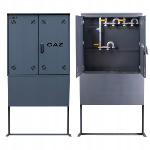 Szafka PUNKT GAZOWY 1000x1000x250 mm na 3 gazomierze GRAFIT z PODSTAWĄ