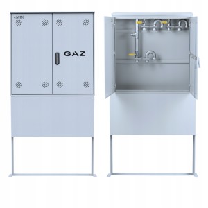 Szafka PUNKT GAZOWY 1000x1000x250 mm na 3 gazomierze SZARA z PODSTAWĄ